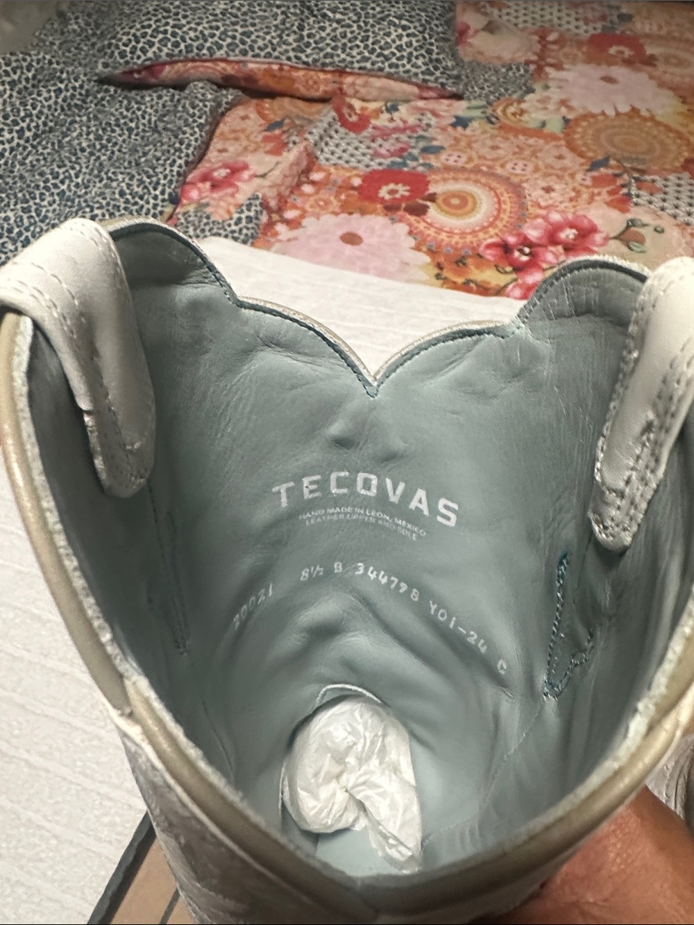 Tecovas White Ostrich-Texture Western Boots - Picture 4 of 6